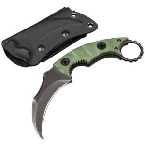 Karambit Knife Camping Survival Outdoor Knife Self-Defense D2 Straight Knife High Hardness Tactical Knife Integrated Claw Knife