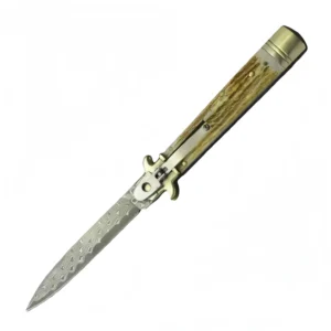 9-Inch antler Damascus Stiletto Knife