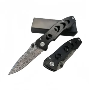 Damascus Pocket Knife EDC Pocket Knife with CNC Aluminum Handle